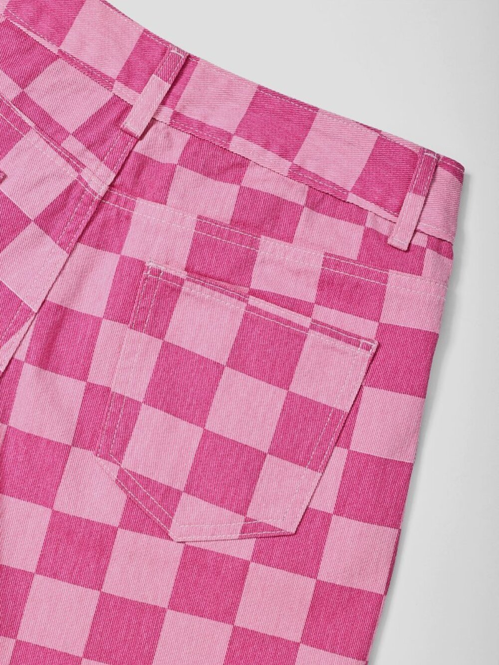 Multicolor Casual Women's Checkerboard Print Denim Jeans - Picture 4 of 6